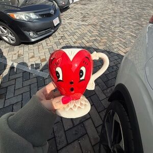 Red Heart-Shaped Ceramic Mug